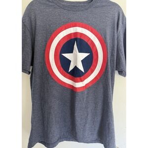 Marvel Mens Captain America‎  Shield Graphic Navy Heather Shirt L 42/44